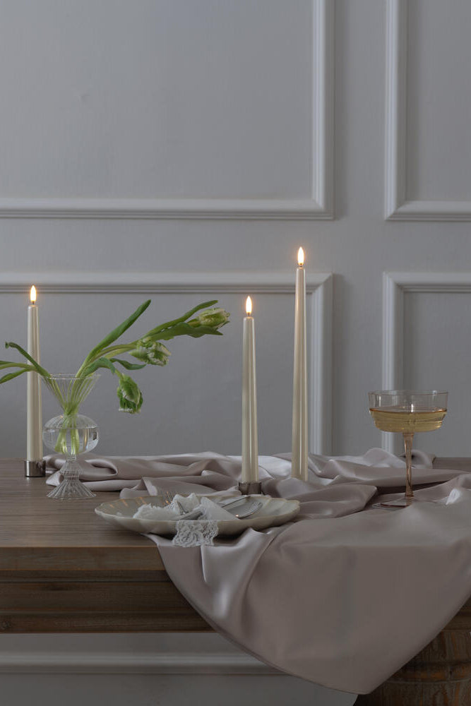 LED kronelys, Pearl Ivory Smooth - 2 stk
